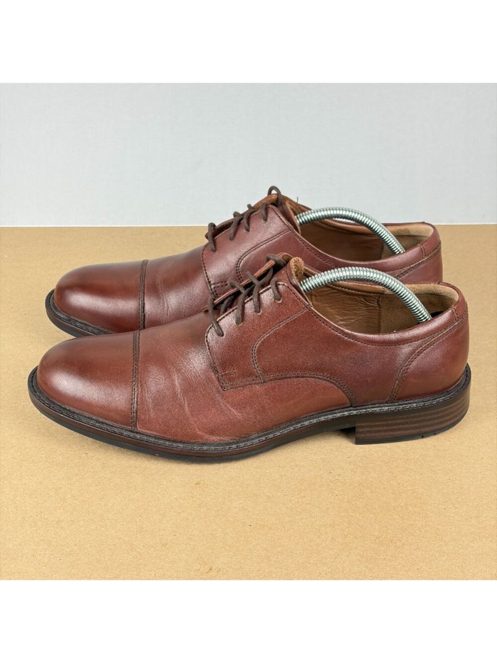 Johnston & Murphy Tabor Cap Toe Leather Derby Shoes Mens 10.5 Brown Lace Up